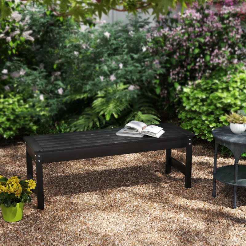 Outsunny 47" Outdoor Bench Seat, HDPE All-Weather Garden Bench, Backless Slatted Patio Bench for Yard, Porch, Park, Black