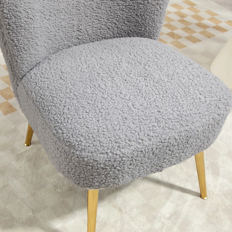 HOMCOM Lounge Chair for Bedroom Living Room Chair with Soft Upholstery and Gold Legs Charcoal Grey