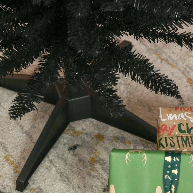 HOMCOM 5FT Artificial Christmas Tree, Pencil Christmas Tree with Realistic Branches, Stable Stand, Black