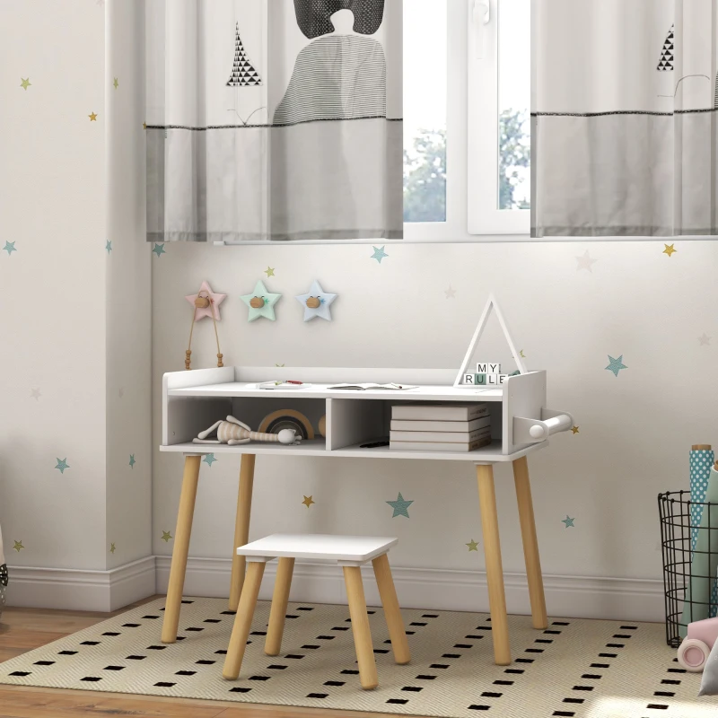 Qaba 3 in 1 Kids Table and Chair Set for Playing, Drawing, Reading, Art, Craft, for Nursery, Playroom, Grey