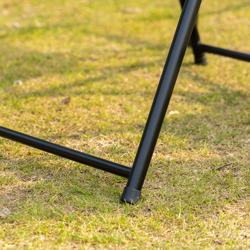 Outsunny 5 Pieces Patio Table and Chairs, Outdoor Dining Set with 4 Folding Chairs, Glass Tabletop and Parasol Hole, Grey