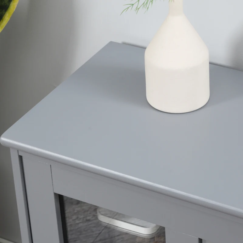 HOMCOM Sideboard Buffet Cabinet, Stackable Credenza, Coffee Bar Cabinet with Sliding Glass Door and Adjustable Shelf, Gray