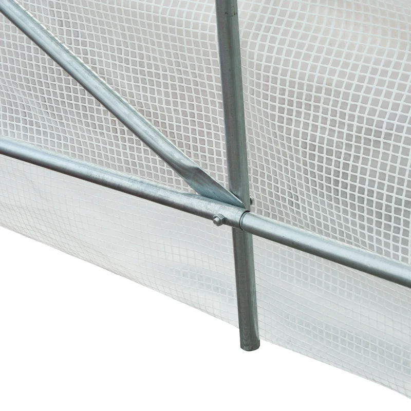 Outsunny 14.6x6.6x6.6ft Walk-in Tunnel Greenhouse Portable Garden Plant Growing Warm House with Door and Ventilation Window White