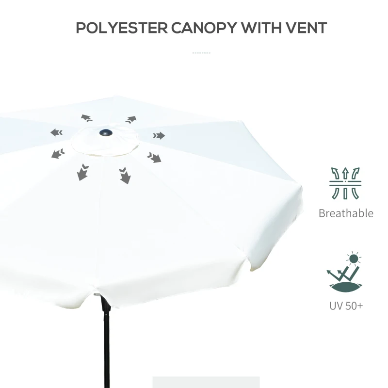 Outsunny 8.5 ft Outdoor Market Table Umbrella, Round Patio Umbrella with Tilt and Crank for Garden, Backyard, Deck, Cream White