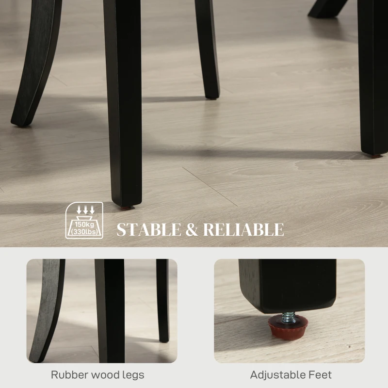 HOMCOM Swoop Air Linen Fabric Dining Chair Set of 2 with Nailhead Trim and Wood Legs,  Light Grey