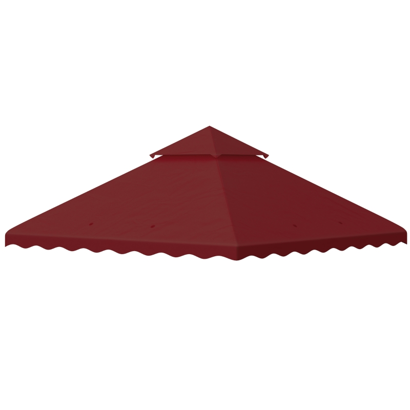 Outsunny 10' x 10' Gazebo Replacement Canopy Cover, 2 Tier Gazebo Roof Replacement TOP ONLY, Burgundy