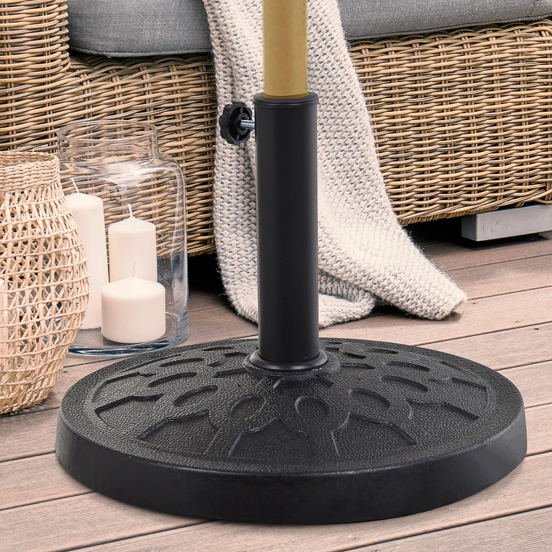 Outsunny 29 lbs Resin Round Patio Umbrella Stand Base Coated Pole Market Garden Umbrella Holder Parasol Holder Black
