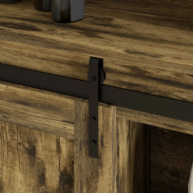 HOMCOM Over the Toilet Storage Cabinet, Over Toilet Bathroom Organizer with 3 Compartments, 4 Open Shelves, Rustic Brown