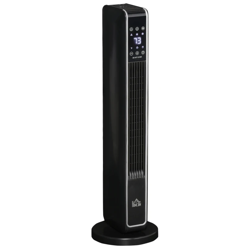 HOMCOM 2-In-1 Portable Electric Tower Heater, Oscillating Space Heater for Indoor Use with Remote Control, 8H Timer, Three Heating Modes(High, Low, Fan), 750W / 1500W, Black