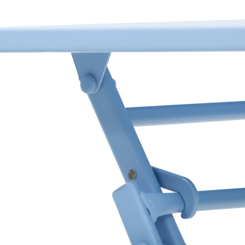 Outsunny 3 Pieces Garden Bistro Coffee Set Foldable Patio Chair & Square Table for Outdoor Yard Porch Poolside Balcony Blue