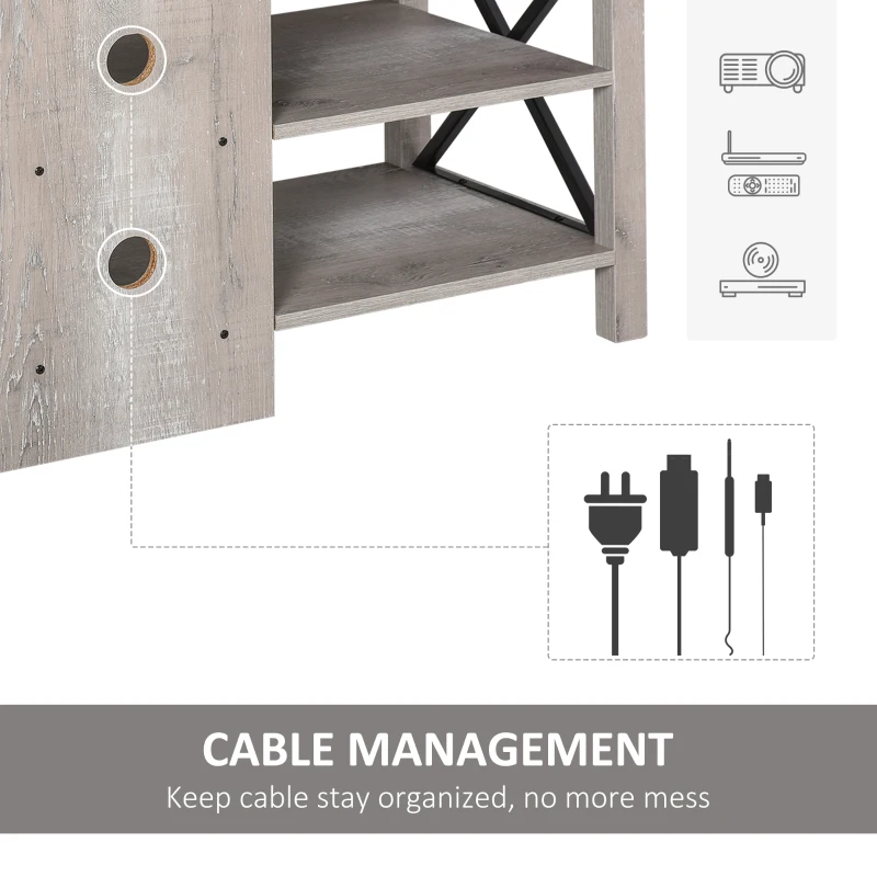 HOMCOM Ample Storage TV Stand with 2 Cable Management Hole, Entertainment Center for Living Room, Fits for 60" TV