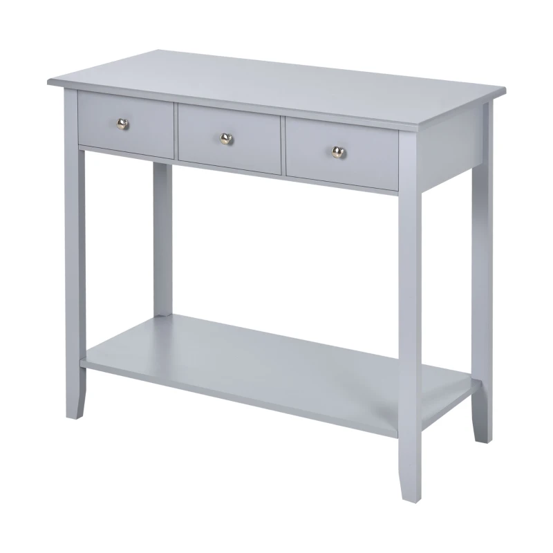 HOMCOM Console Table Industrial Desk with Drawer Bottom Shelf & Large Tabletop for Entryway or Living Room, Gray