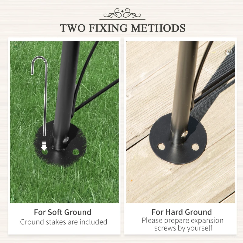 Outsunny Vintage Style Garden Arch, 7.5FT Patio Outdoor Arbor Metal Trellis Support For Vines, Climbing Plants Decoration, Black