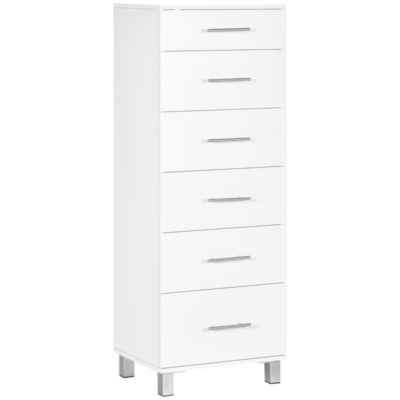 HOMCOM Chest of Drawers, Dresser with 6 Drawers for Bedroom, 6 Drawer Dresser for Living Room, White