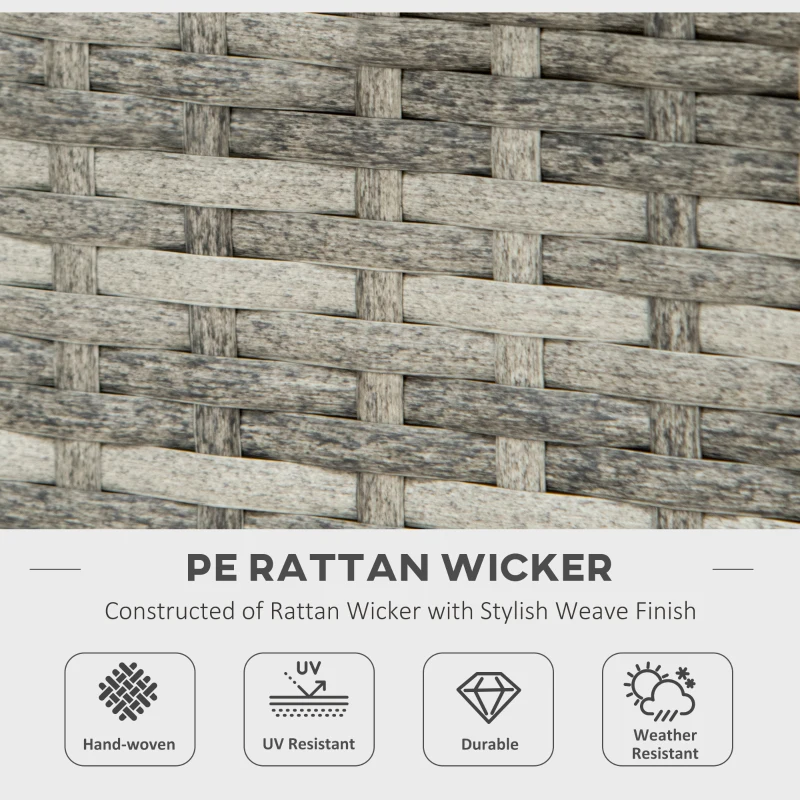 Outsunny 28 Inch Propane Fire Pit Table, 40,000 BTU Rattan Gas Fire Pit Table with Rain Cover, Mesh Lid, Lava Stone, Mixed Grey