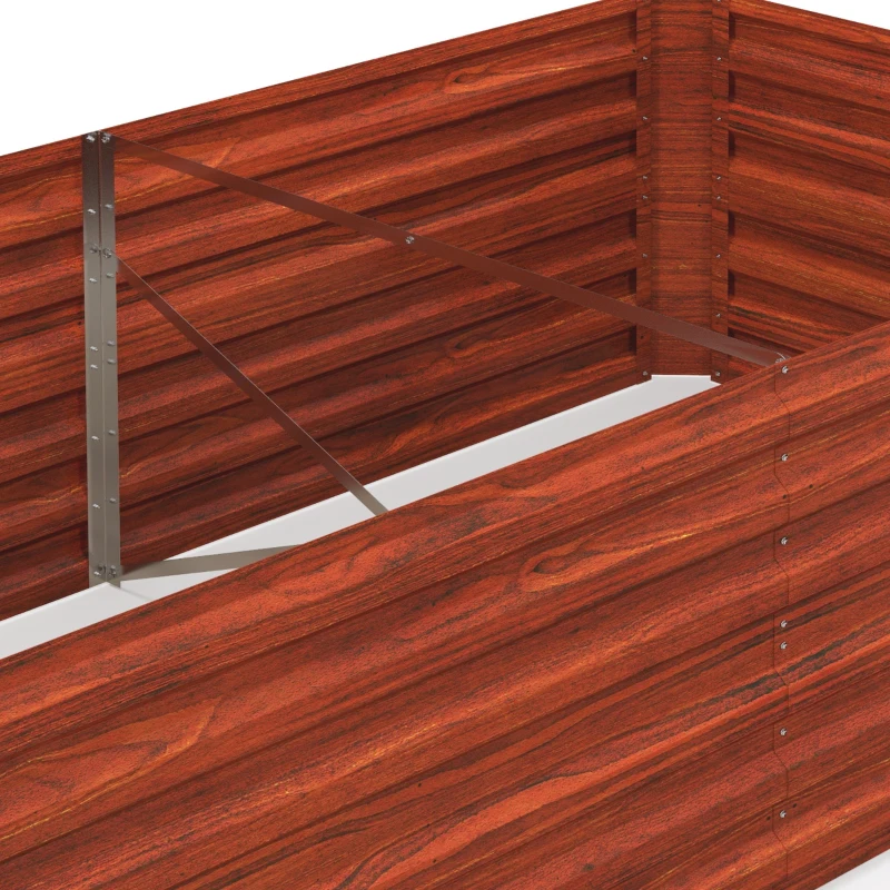 Outsunny Galvanized Raised Garden Bed, Steel Outdoor Planters with Reinforced Rods, 71" x 36" x 23", Dark Brown