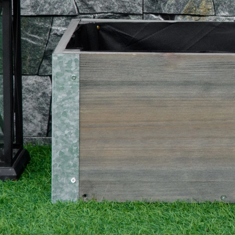Outsunny 3' x 1' Raised Garden Bed Elevated Wooden Planter Box Outdoor for Backyard, Patio to Grow Vegetables, Herbs, and Flowers, Light Grey