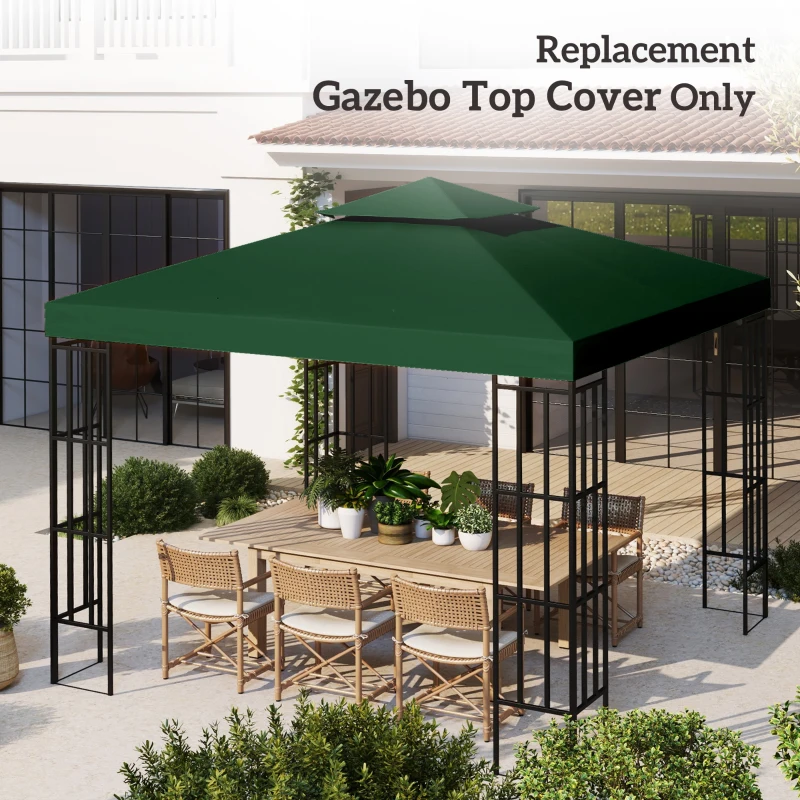 Outsunny 10' x 10' Canopy Replacement 2-Tier Gazebo Canopy Top Cover, Green