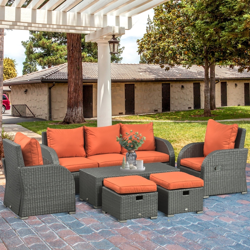 outdoor table with reclining chairs