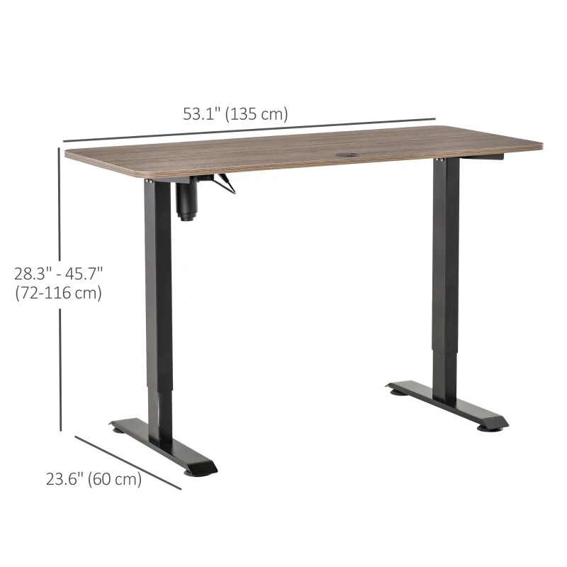 Vinsetto Electric Height Adjustable Standing Desk with 4 Memory Controller, 54 x 24 Inches Sit Stand Home Office Desk with Splice Board. Teak and Black