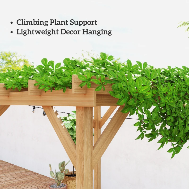 Outsunny 6.6' x 6.6' Wood Pergola, Outdoor Gazebo Grape Trellis with Stable Structure for Climbing Plant Support, Dark Brown