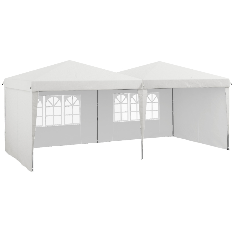 Outsunny 10' x 19' Pop Up Canopy Tent, Tents for Parties, with Carry Bag and Sand Bags, Height Adjustable