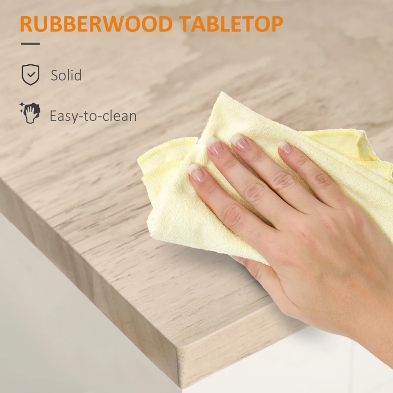 HOMCOM Kitchen Island Cart, Rolling Island Table with Solid Wood Top, Trolley Cart with Drawer, Storage Cabinet & Towel Rack, White