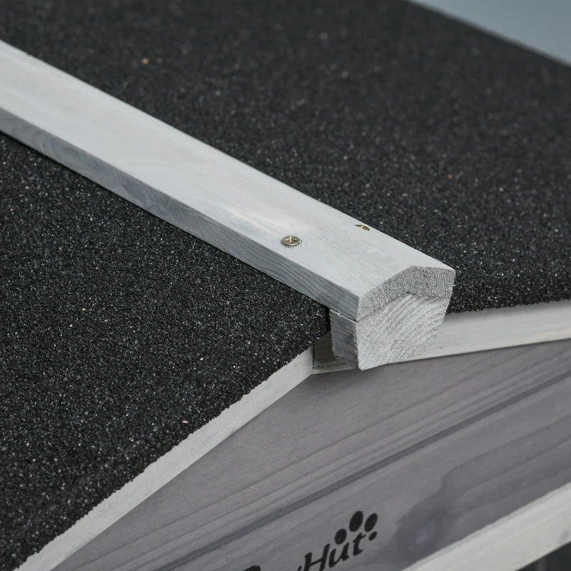 PawHut 62" Wooden Rabbit Hutch with Wheels, Run Box, Tray, Ramp for Small Animals, Guinea Pig, Indoor Outdoor Use, Light Grey