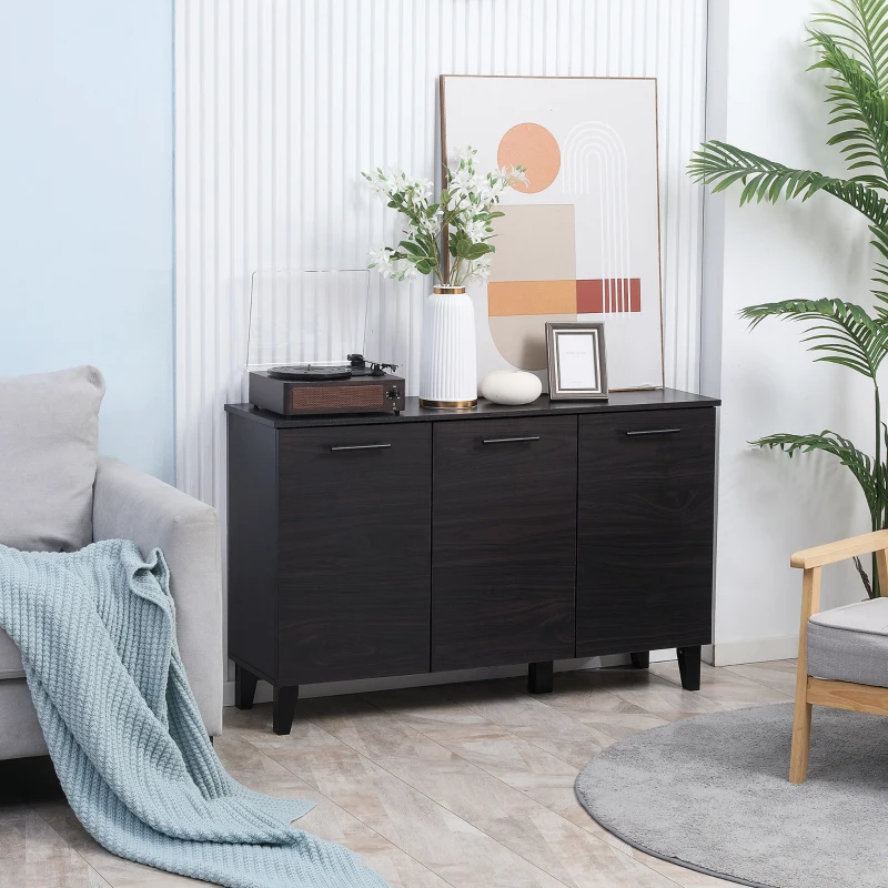 HOMCOM Sideboard Buffet Cabinet, Kitchen Cabinet with Adjustable Shelf, Coffee Bar Cabinet, Dark Walnut