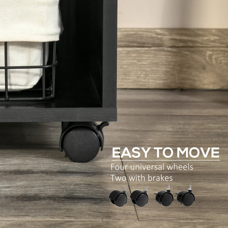 HOMCOM 3 Drawer Printer Stand, Mobile Office Cabinet with 2 Storage Shelves for Home Office, Black