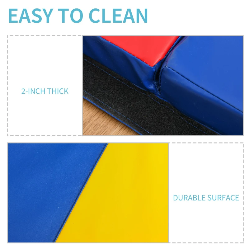 Soozier 4'x10'x2'' Folding Gymnastics Tumbling Mat, Exercise Mat with Carrying Handles for Yoga, MMA, Martial Arts, Stretching, Core Workouts, MultiColor