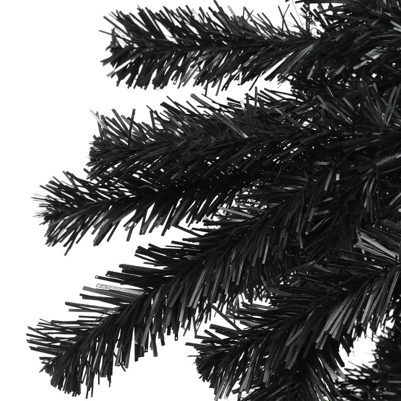 HOMCOM 7.5ft Unlit Artificial Black Christmas Tree, Holiday Décor with 1346 Branch Tips, Auto Open and Steel Base