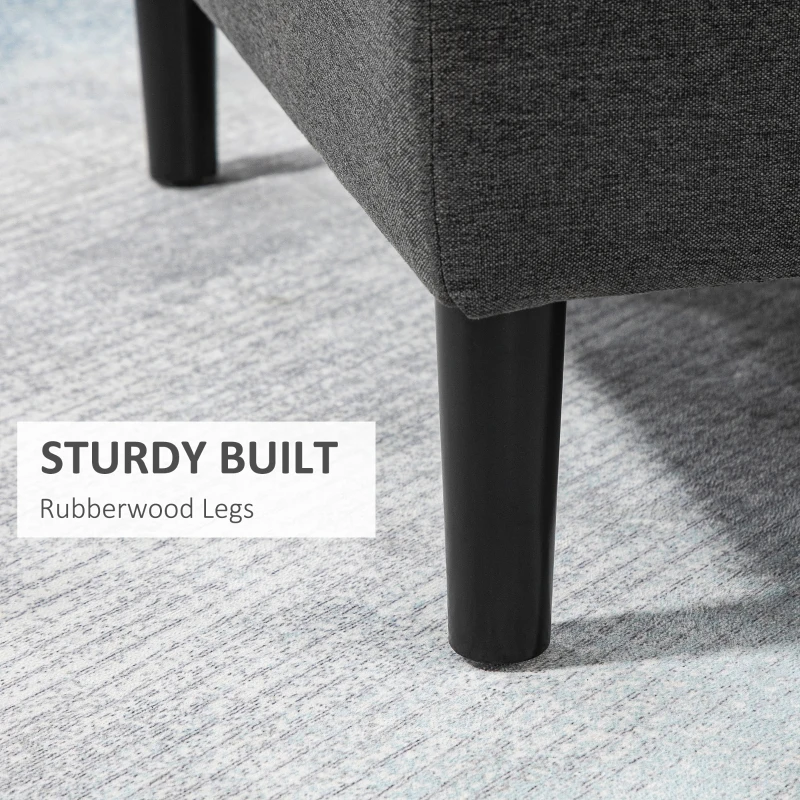 HOMCOM 30" Square Storage Ottoman, Upholstered Ottoman Coffee Table with Lift Top, Button Tufted and Wood Legs, Accent Footstool for Living Room, Dark Gray