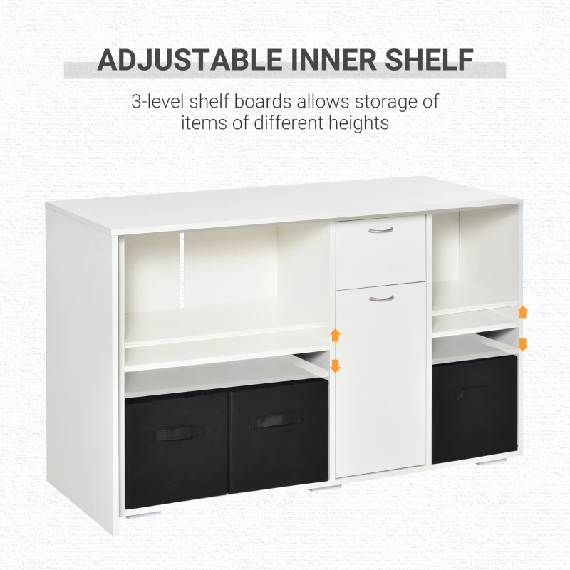 HOMCOM Convertible L-Shaped Computer Desk, Corner Table wth 3 Fabric Storage Boxes, Retractable Home Office Desk, White