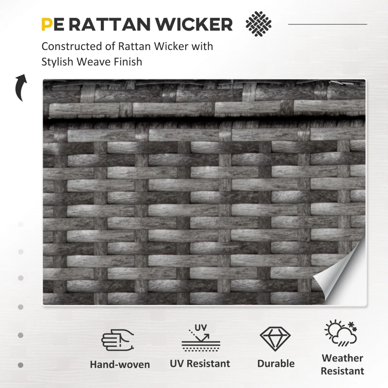 Outsunny 4 Pieces Patio Furniture Set with Cushions, Outdoor PE Rattan Wicker Conversation Garden Sofa Set with 2-Seater Chairs & Glass Coffee Table, Grey