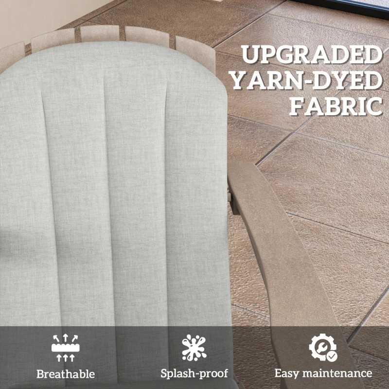 Outsunny Set of 2 Patio Chair Cushions, High Back Adirondack Chair Cushion with Ties, High-Density Foam, Light Grey