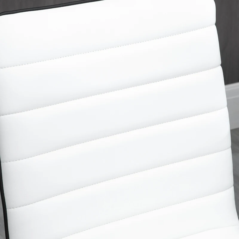 Vinsetto Mid-Back Armless Office Chair Task Chair with PU Leather, Adjustable Height and Swivel Seat Ribbed, White