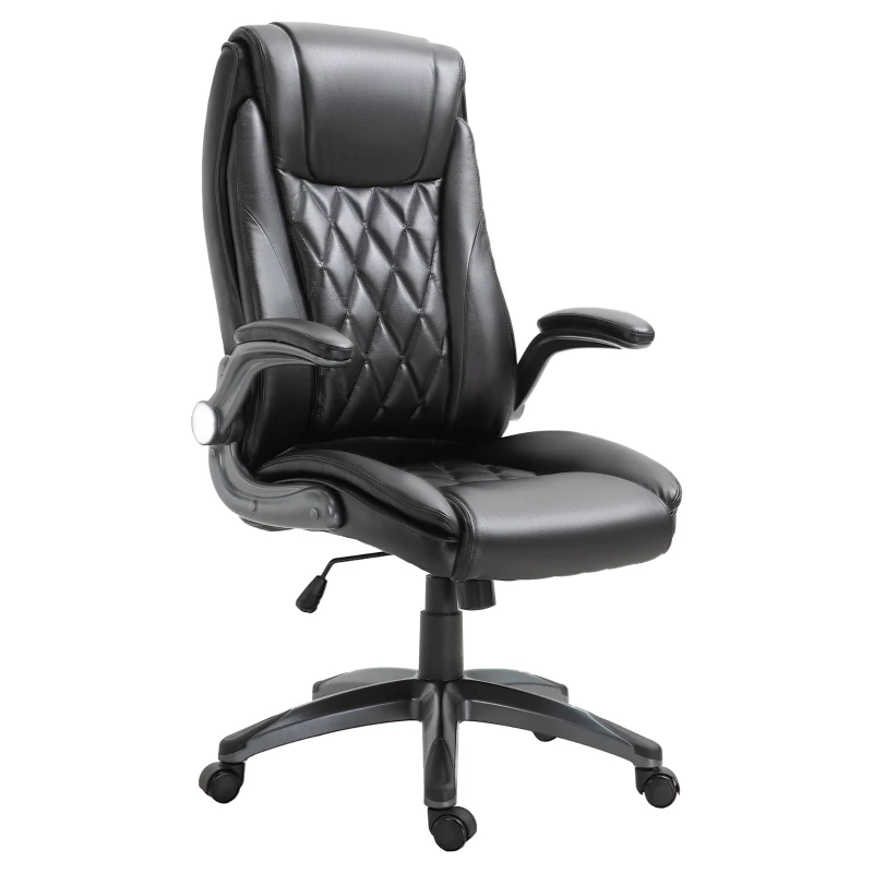 Vinsetto High-Back Office Chair Executive Swivel Computer Desk Chair, with PU Leather, Flip-up Armrest, Black