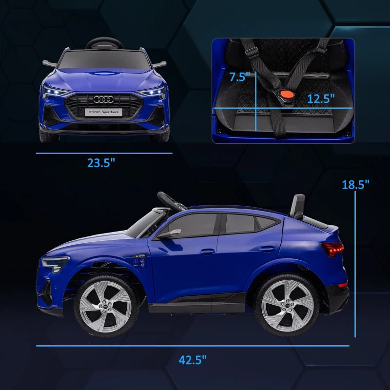 Aosom 2V Kids Electric Ride On Car, Licensed Audi E-tron with Seat, Remote, Dark Blue