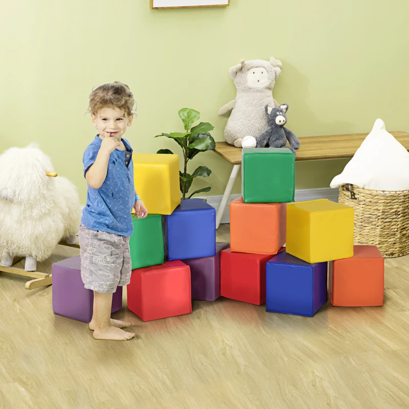 Soozier 12 Piece Soft Play Blocks Soft Foam Toy for Toddler, Multi-Color