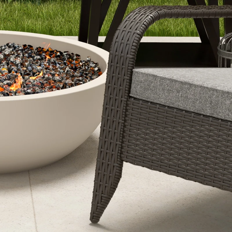 Outsunny Patio Wicker Adirondack Chair, Outdoor Rattan Muskoka Chair with Cushions for Patio, Garden, Backyard, Grey