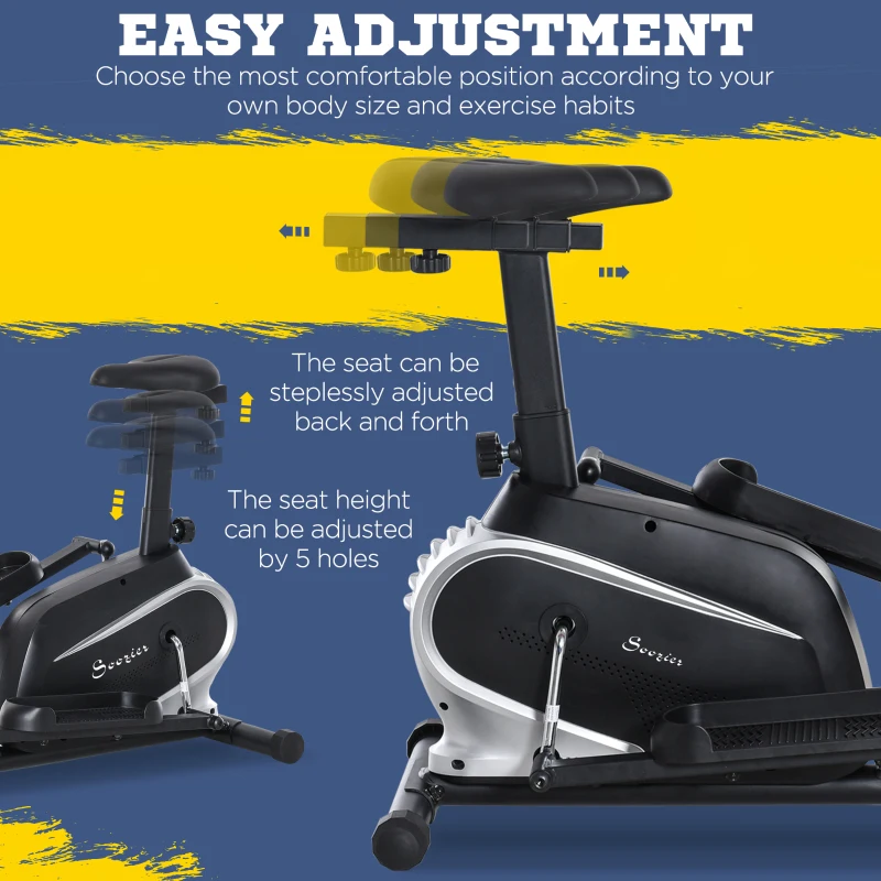 Soozier 2- IN -1 Elliptical Machine Magnetic Cardio Workout Exercise Bike Cross Trainer with 8 Level Resistance, LCD Digital Monitor, Pad Phone Holder for Home Office Gym, 220lbs Weight Capacity