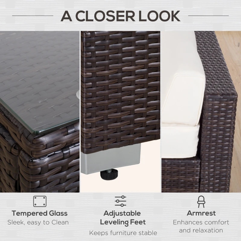 Outsunny 6 Pieces Patio Furniture Set, Deluxe Garden Wicker Sectional Sofa Set Outdoor Patio Sofa Furniture All Weather Resistant w/Cushion Seat for Porch Garden Poolside Balcony