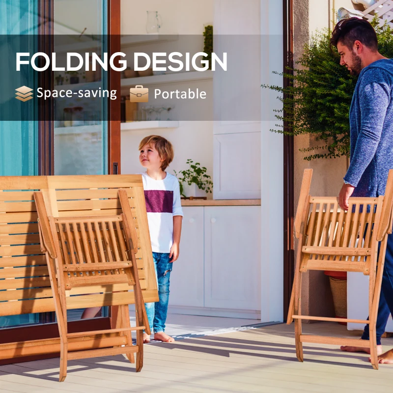 Outsunny 5 Piece Wood Patio Dining Set for 4, Dining Table and Chairs Set, Folding Outdoor Patio Furniture for Patio, Backyard and Garden, Teak
