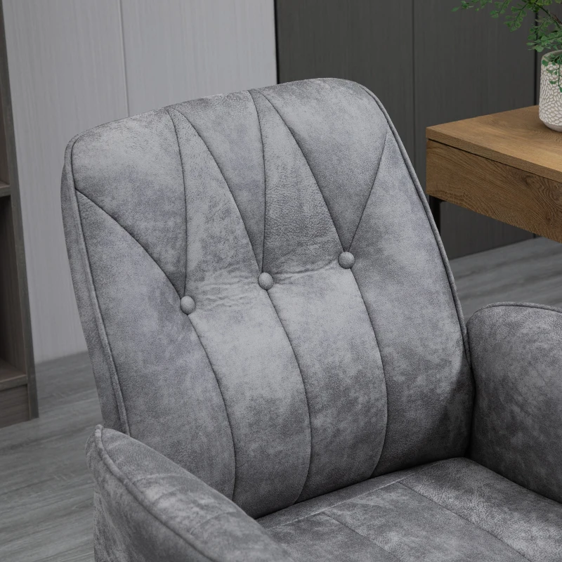 Vinsetto Microfiber Home Office Chair, Height Adjustable Button Tufted Computer Desk Chair with Swivel Wheels, Tilt Function and Padded Armrests, Light Gray