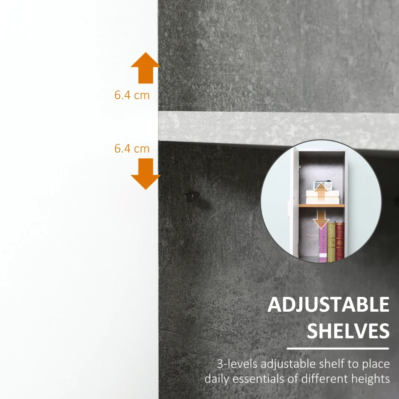 kleankin 71" Tall Bathroom Storage Cabinet, Narrow Bathroom Cabinets with 2 Doors and 6-tier Shelving, Grey