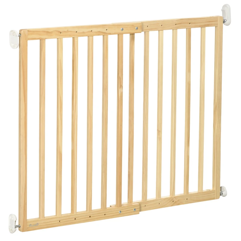 PawHut 24" - 40" Wide Walk Thru Pet Gate, Wooden Dog Gate for Stairs, Hallways, & Doorways, for Small and Medium Dogs
