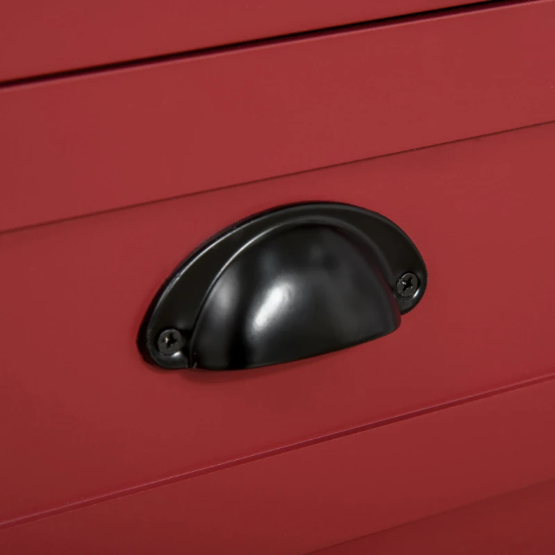 HOMCOM Sideboard Buffet Cabinet with Storage, Modern Coffee Bar Cabinet with 4 Drawers and Slatted Bottom Shelf, Console Table for Kitchen, Living Room, Dining Room, Hallway, Red