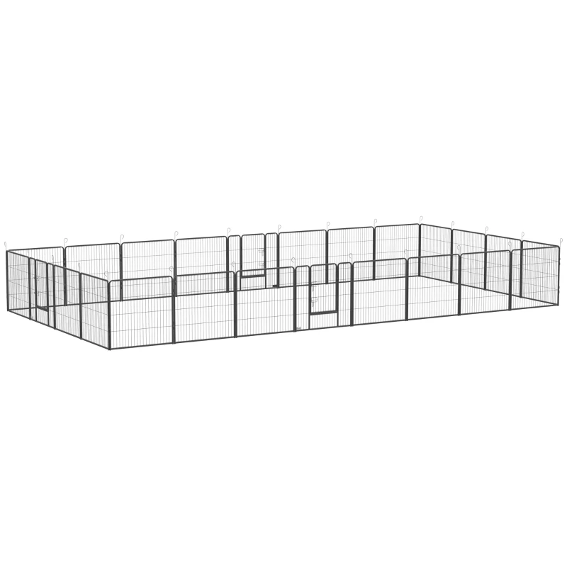 PawHut 24 Panel 31.5" Height Heavy Duty Dog Playpen for Small Medium Dogs, Grey