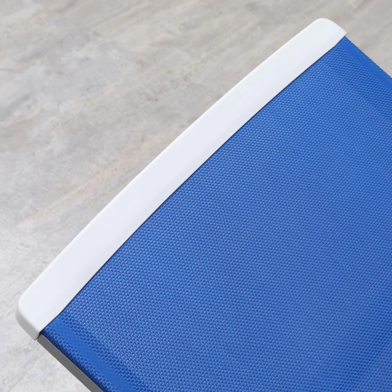 Outsunny Outdoor Chaise Lounge Chair, Patio Aluminum Tanning Chair with 5-Level Adjustable Back, Portable Wheels, Breathable Mesh Fabric, for Pool, Deck,  Garden, Blue